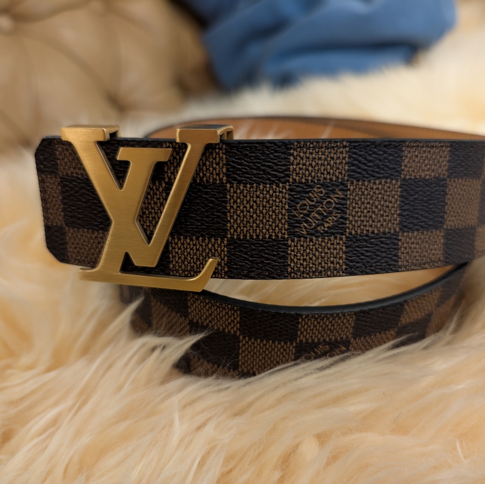 Louis Vuitton Brown Checkered Belt Size 85/34